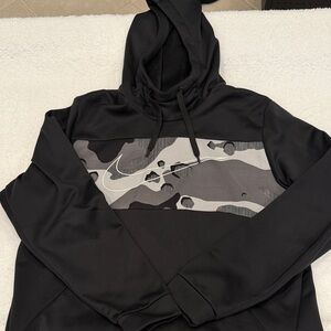 Nike Men's Black and Gray Camo Hoodie